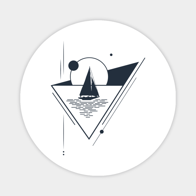 Sailboat In Triangle. Geometric Style Magnet by SlothAstronaut